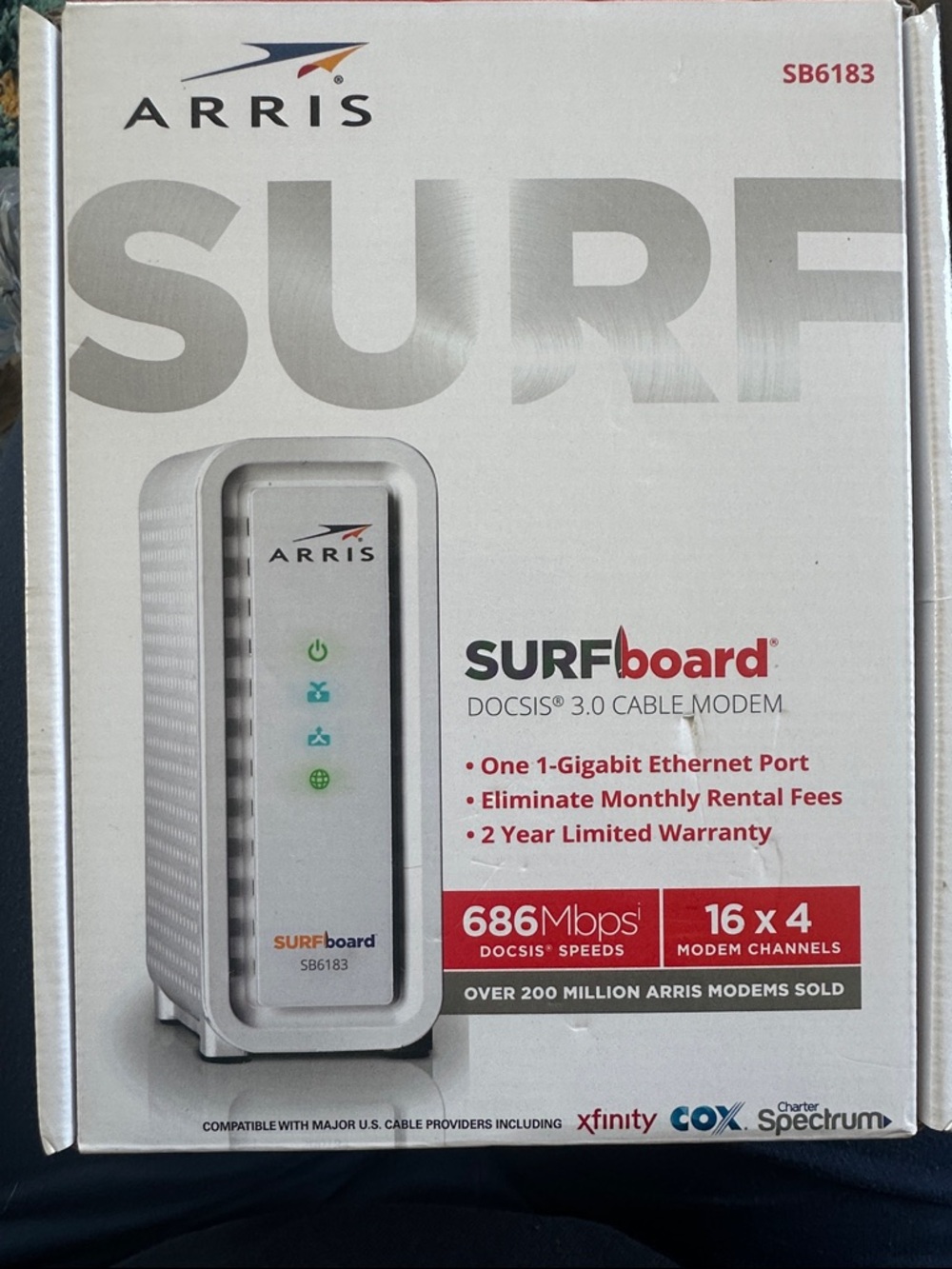 ARRIS SURFboard SB6183 DOCSIS 3.0 Cable Modem - White